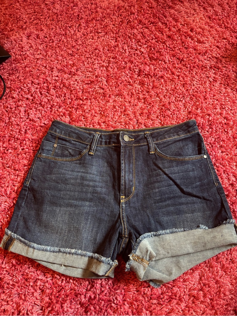 Just USA Dark Blue Rolled Hem Denim Shorts